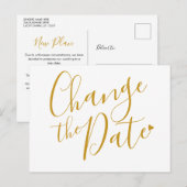 Elegante moderne wijzig de datum goud script briefkaart (Voorkant / Achterkant)