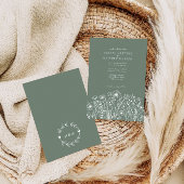 Elegante Moderne Wildbloemen Sage Groene Bruiloft Kaart
