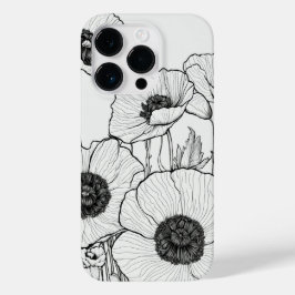 Elegante moderne Wildbloemen wit en zwart Case-Mate iPhone 14 Pro Hoesje