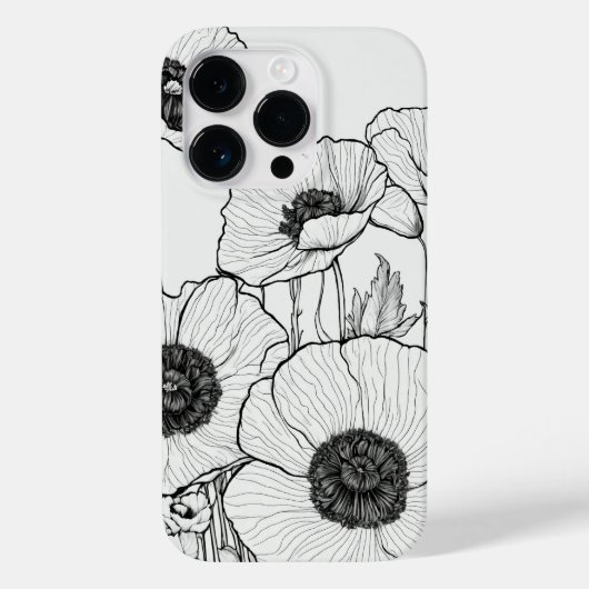 Elegante moderne Wildbloemen wit en zwart Case-Mate iPhone Case (Achterkant)