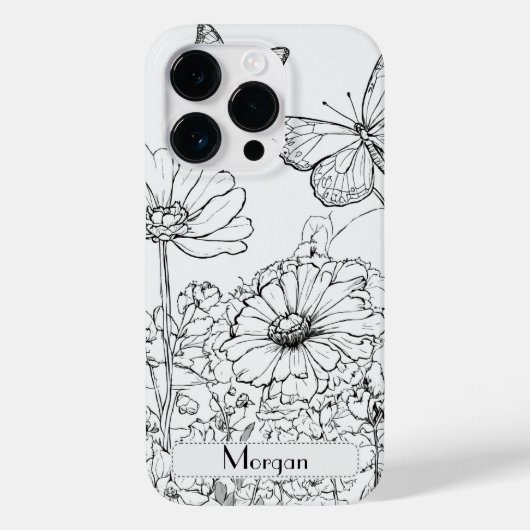 Elegante moderne Wildbloemen wit en zwart Case-Mate iPhone Case (Achterkant)