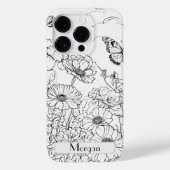 Elegante moderne Wildbloemen wit en zwart Case-Mate iPhone Case (Achterkant)