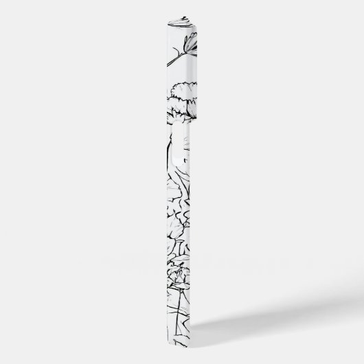 Elegante moderne Wildbloemen wit en zwart Case-Mate iPhone Case (Achterkant / Rechts)