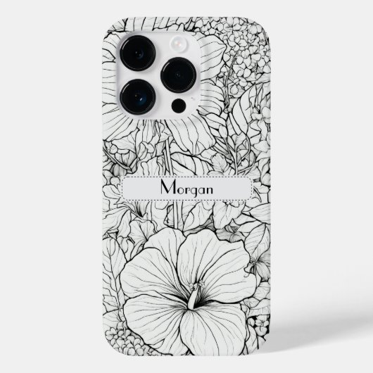 Elegante moderne Wildbloemen wit en zwart Case-Mate iPhone Case (Achterkant)