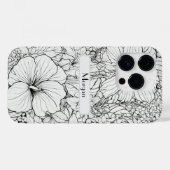 Elegante moderne Wildbloemen wit en zwart Case-Mate iPhone Case (Achterkant (horizontaal))