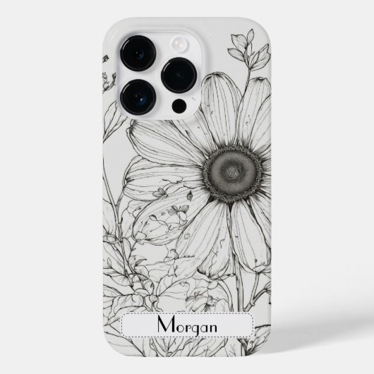Elegante moderne Wildbloemen wit en zwart Case-Mate iPhone Case (Achterkant)