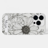 Elegante moderne Wildbloemen wit en zwart Case-Mate iPhone Case (Achterkant (horizontaal))