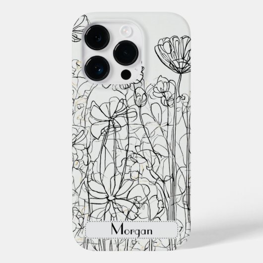 Elegante moderne Wildbloemen wit en zwart Case-Mate iPhone Case (Achterkant)