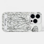 Elegante moderne Wildbloemen wit en zwart Case-Mate iPhone Case (Achterkant (horizontaal))