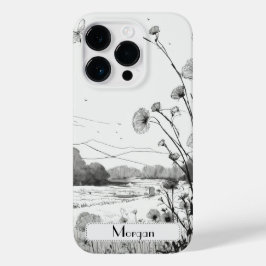 Elegante moderne Wildbloemen wit en zwart Case-Mate iPhone 14 Pro Hoesje