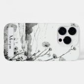 Elegante moderne Wildbloemen wit en zwart Case-Mate iPhone Case (Achterkant (horizontaal))