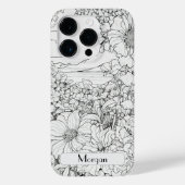 Elegante moderne Wildbloemen wit en zwart Case-Mate iPhone Case (Achterkant)