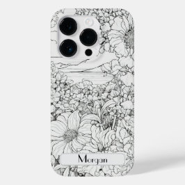 Elegante moderne Wildbloemen wit en zwart Case-Mate iPhone 14 Pro Hoesje