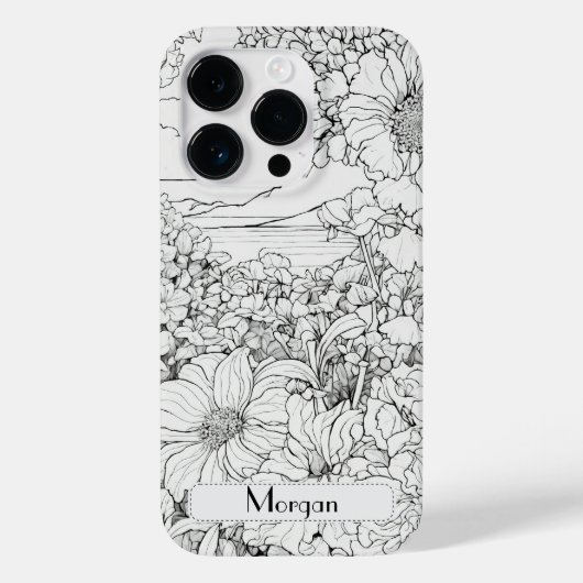 Elegante moderne Wildbloemen wit en zwart Case-Mate iPhone Case (Achterkant)