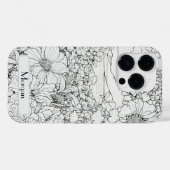Elegante moderne Wildbloemen wit en zwart Case-Mate iPhone Case (Achterkant (horizontaal))