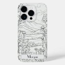 Elegante moderne Wildbloemen wit en zwart Case-Mate iPhone 14 Pro Hoesje