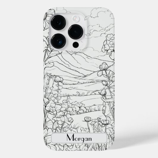 Elegante moderne Wildbloemen wit en zwart Case-Mate iPhone Case (Achterkant)