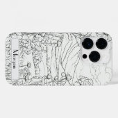 Elegante moderne Wildbloemen wit en zwart Case-Mate iPhone Case (Achterkant (horizontaal))