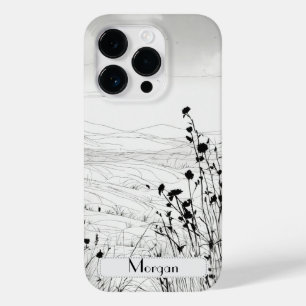 Elegante moderne Wildbloemen wit en zwart Case-Mate iPhone 14 Pro Hoesje