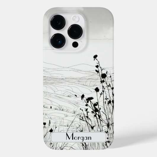 Elegante moderne Wildbloemen wit en zwart Case-Mate iPhone Case (Achterkant)