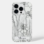 Elegante moderne Wildbloemen wit en zwart Case-Mate iPhone Case (Achterkant)