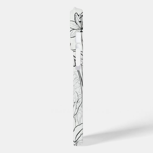 Elegante moderne Wildbloemen wit en zwart Case-Mate iPhone Case (Achterkant / Links)