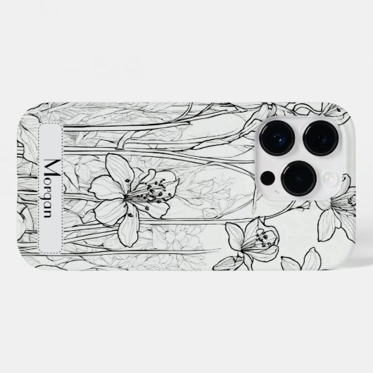 Elegante moderne Wildbloemen wit en zwart Case-Mate iPhone Case (Achterkant (horizontaal))