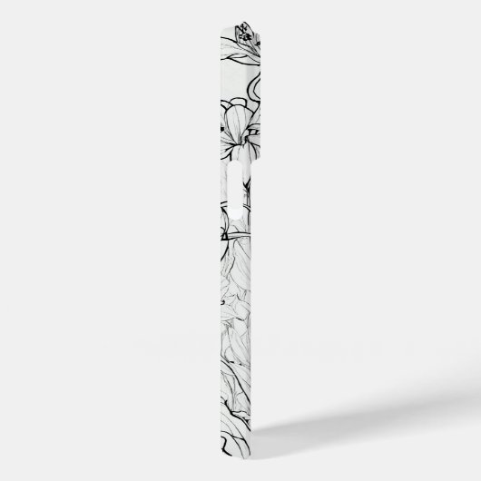 Elegante moderne Wildbloemen wit en zwart Case-Mate iPhone Case (Achterkant / Rechts)