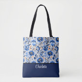 Elegante moderne wilde bloem aangepaste bruidsmeis tote bag (Voorkant)