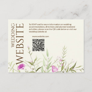 Elegante moderne wilde bloem off-white bruiloft informatiekaartje