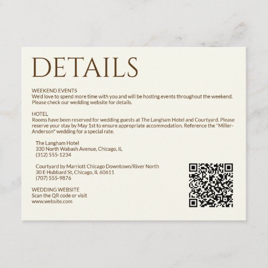 Elegante moderne wilde bloem off-white bruiloft informatiekaartje (Voorkant)