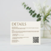 Elegante moderne wilde bloem off-white bruiloft informatiekaartje (Staand voorkant)