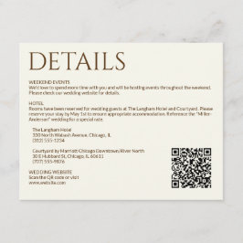 Elegante moderne wilde bloem off-white bruiloft informatiekaartje