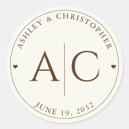 Elegante moderne wilde bloem off-white bruiloft ronde sticker (Voorkant)