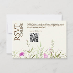 Elegante moderne wilde bloem off-white bruiloft RSVP kaartje