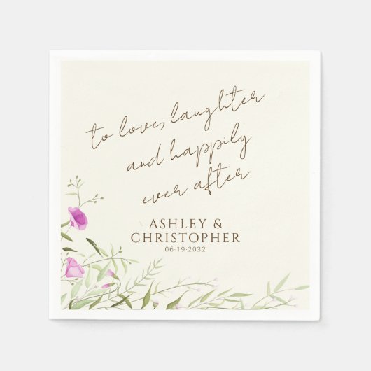 Elegante moderne wilde bloem off-white bruiloft servet (Voorkant)