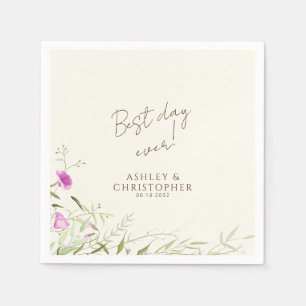 Elegante moderne wilde bloem off-white bruiloft servet