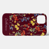 Elegante moderne wilde bloemen naam Bourgogne Case-Mate iPhone Case (Achterkant (horizontaal))
