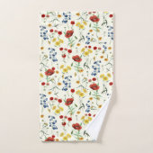 Elegante moderne wilde bloemen op wit bad handdoek (Handdoek)