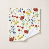 Elegante moderne wilde bloemen op wit bad handdoek (Wasdoekje)