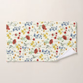 Elegante moderne wilde bloemen op wit bad handdoek (Handdoek)