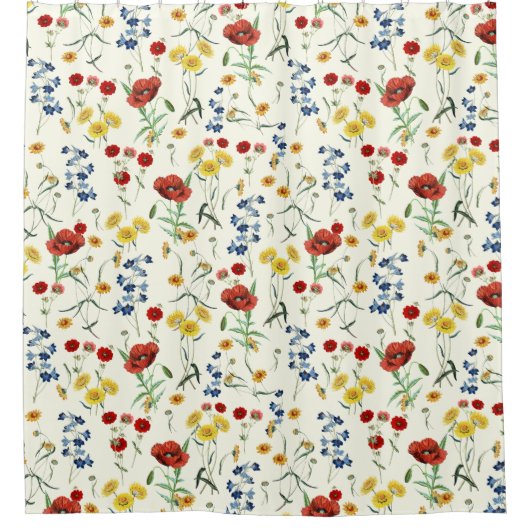 Elegante moderne wilde bloemen wit douchegordijn (Voorkant)