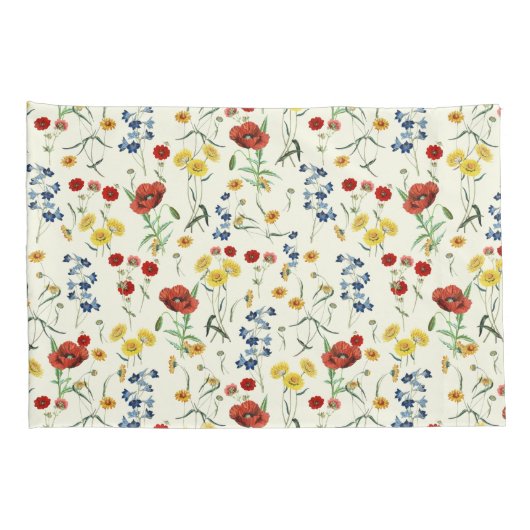 Elegante moderne wilde bloemen wit kussensloop (Achterkant-Rechts)