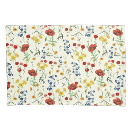 Elegante moderne wilde bloemen wit kussensloop