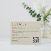 Elegante moderne Wildflower Taupe bruiloft Informatiekaartje (Staand voorkant)