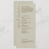 Elegante moderne Wildflower Taupe bruiloft Programmakaart (Voorkant / Achterkant)