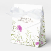 Elegante Moderne Wildflower Wit & Bronzen Bruiloft Bedankdoosjes (Voorkant Zijde)