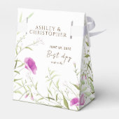 Elegante Moderne Wildflower Wit & Bronzen Bruiloft Bedankdoosjes (Achterkant)