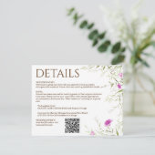 Elegante Moderne Wildflower Wit & Bronzen Bruiloft Informatiekaartje (Staand voorkant)