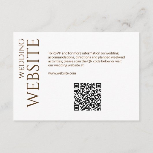 Elegante Moderne Wildflower Wit & Bronzen Bruiloft Informatiekaartje (Voorkant)